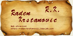 Raden Krstanović vizit kartica